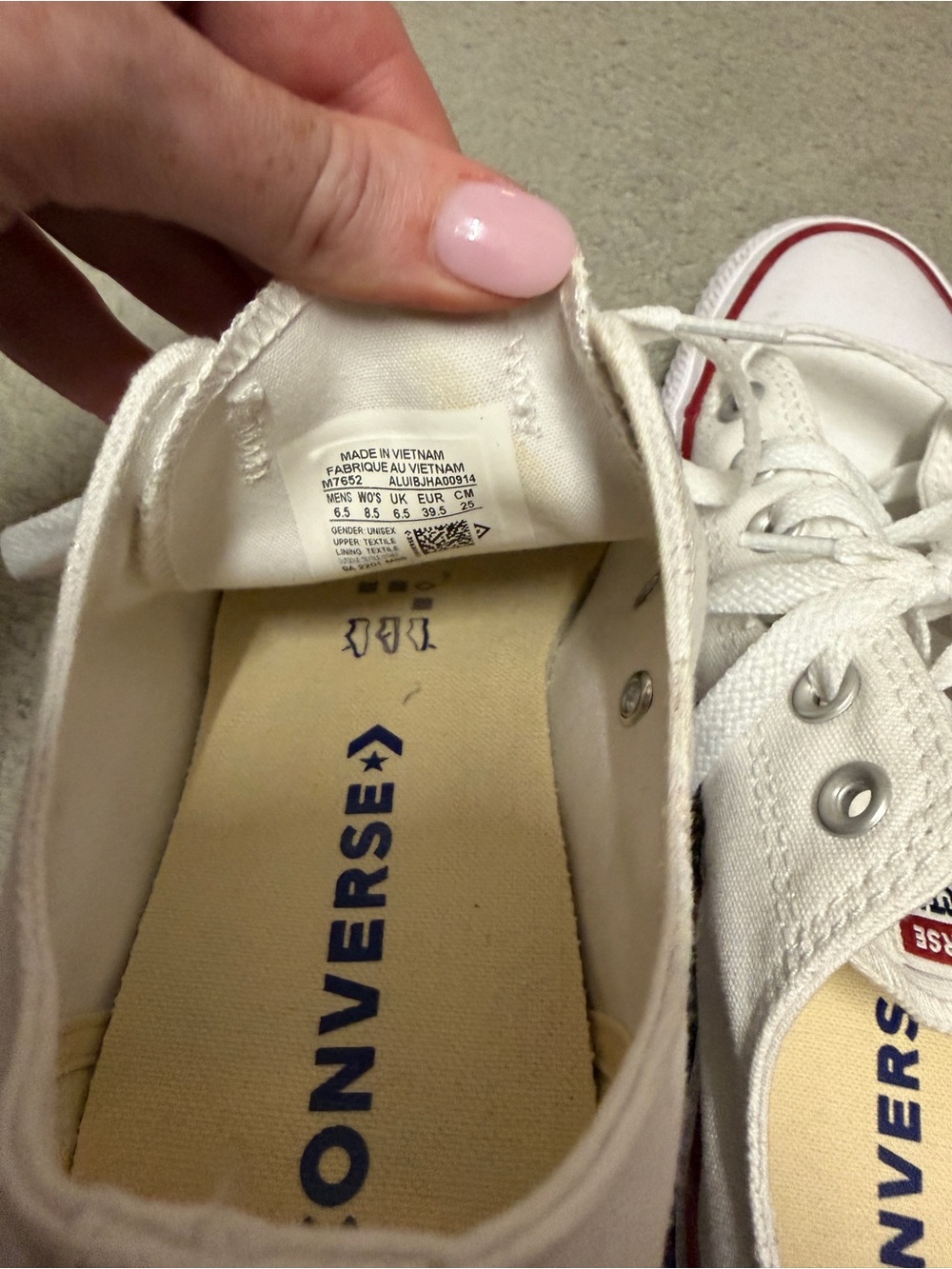 Converse White Low Top Sneakers with Red Trim - Picture 4 of 4